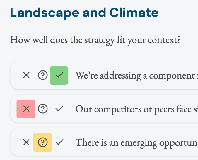 Strategy assessment tool